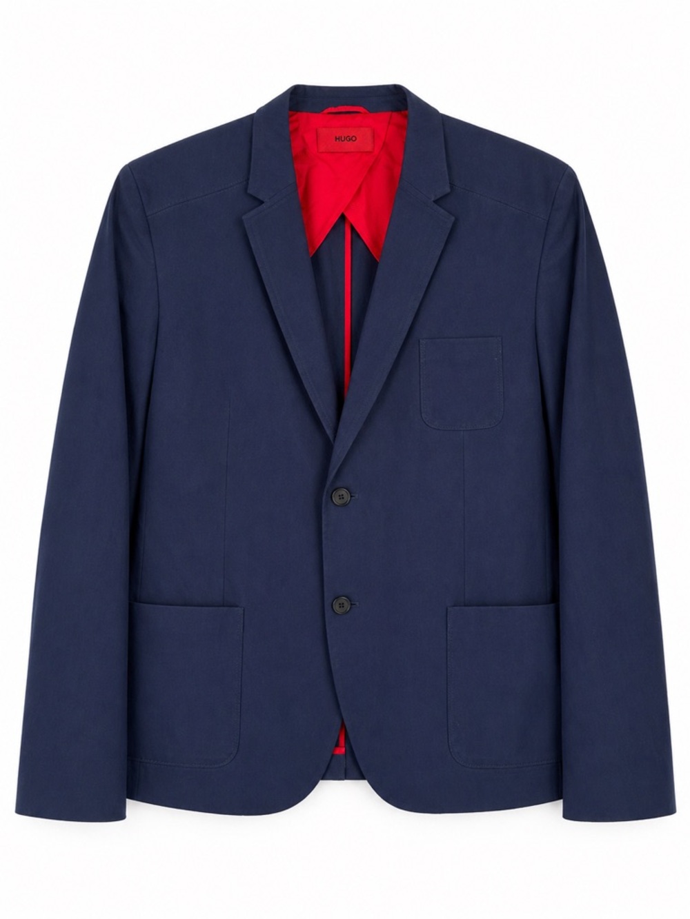 HUGO by Hugo Boss Antero Navy Blue Blazer Sport Coat Red Lining 46R